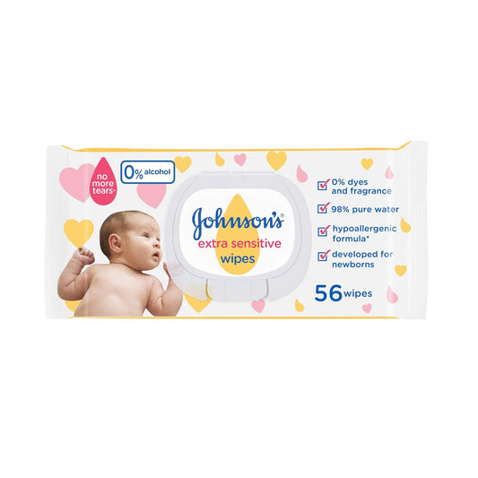 مناديل مبللة للأطفال للبشرة الحساسة للغاية 56 منديل من جونسون | صيدلية.كوم.