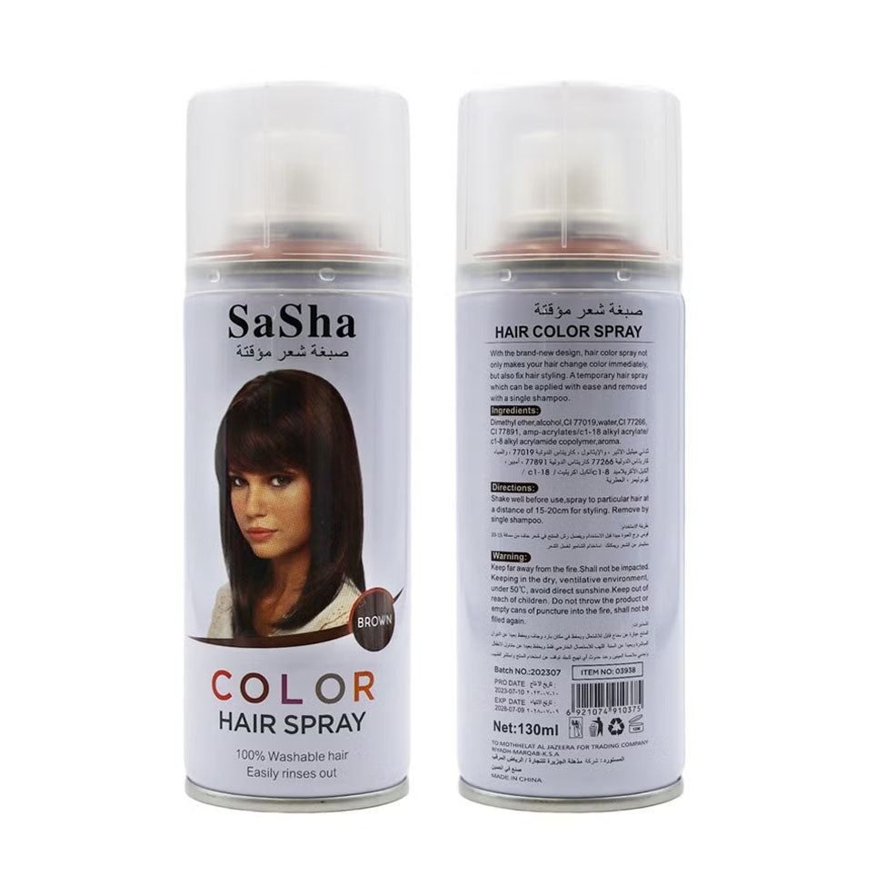 بخاخ صبغة شعر مؤقت باللون البني من ساشا 130 مل | صيدلية.كوم.