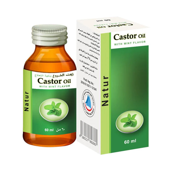 عناية الخليج زيت خروع بنكهة النعناع 60 مل.