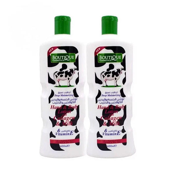 عرض بوتيك لوشن الجسم واليدين بالكولاجين والحليب 600 مل×2 | صيدلية.كوم.