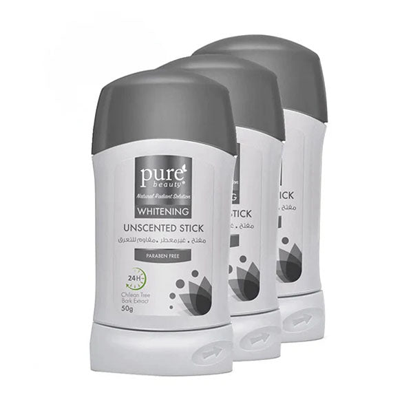 عرض بيور بيوتي ستيك مفتح ومضاد للتعرق غير معطر 50 غ ×3 | صيدلية.كوم.