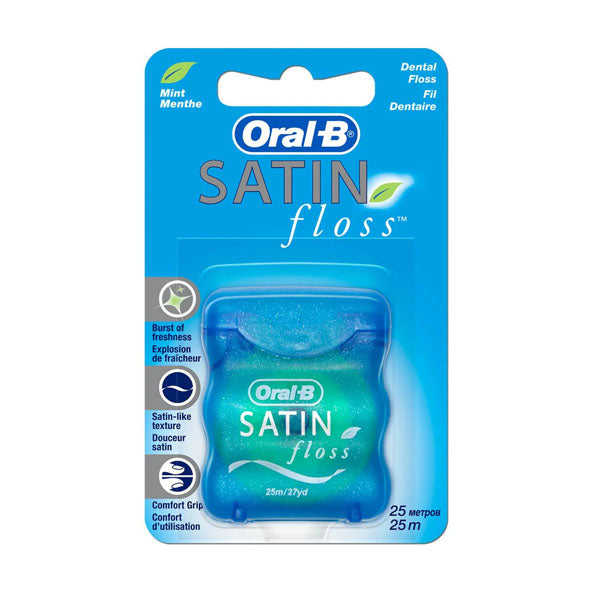 اورال-بي خيط اسنان ساتين تاب نعناع 25 متر.