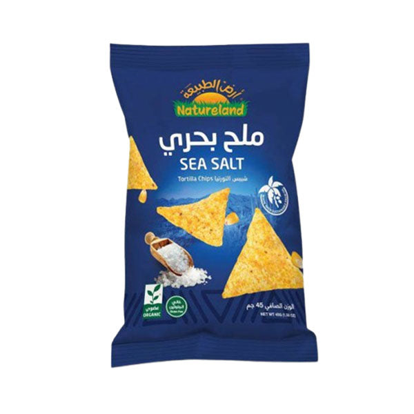 أرض الطبيعة شيبس تورتيلا بملح البحر 45 جم | صيدلية.كوم.