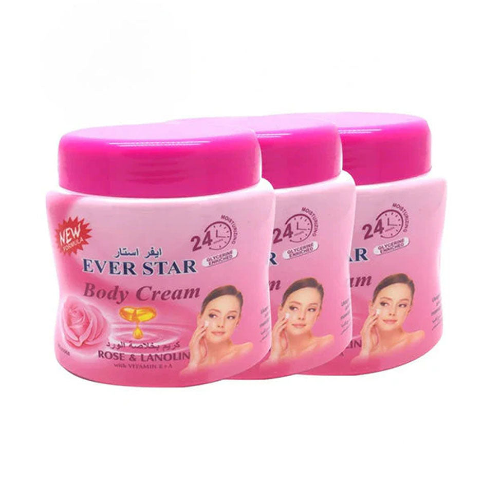 عرض ايفر ستار كريم جسم بخلاصة الورد والانولين والفيتامينات 300 مل×3 | صيدلية.كوم.