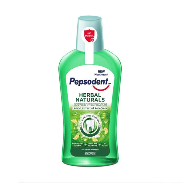 ببسودنت غسول فم اعشاب طبيعية ليمون وصبار 500 مل.