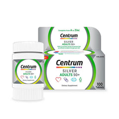 سنتروم الفضي مكمل غذائي متعدد الفيتامينات للبالغين 100 حبة | صيدلية.كوم.