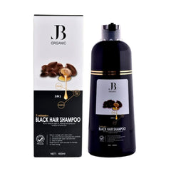 JB Organic Hair Dye Shampoo with Argan Oil 3 in 1 Black Color 400 ml