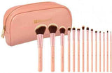 بي إتش كوزماتيك مجموعة من 14 فرشاة مكياج مع حقيبة وردية.