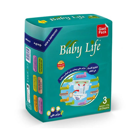 بيبي لايف حفاضات عبوة التوفير وسط رقم 3 عدد 84 حفاضة.