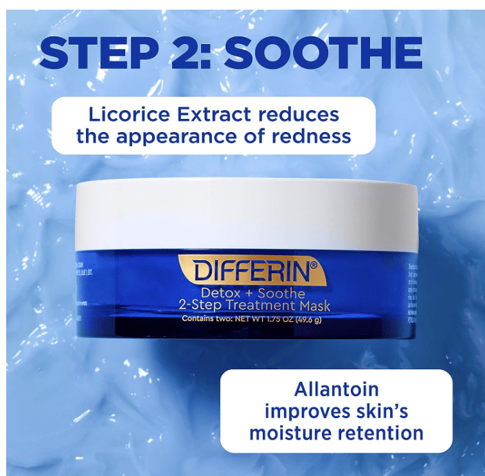 2- ديفرين قناع ديتوكس+ سوث للوجه بخطوتين، مناسب للبشرة الحساسة 49.6 جرام.