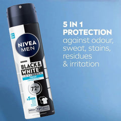 NIVEA Black & White Fresh Invisible Antiperspirant Deodorant for Men 72 Hours 150 ml
