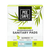 Pee Safe Organic Cotton and Bamboo Pulp Ultra Absorbent and Leak-Resistant Sanitary Pads, Large Night Size, 10 Pads