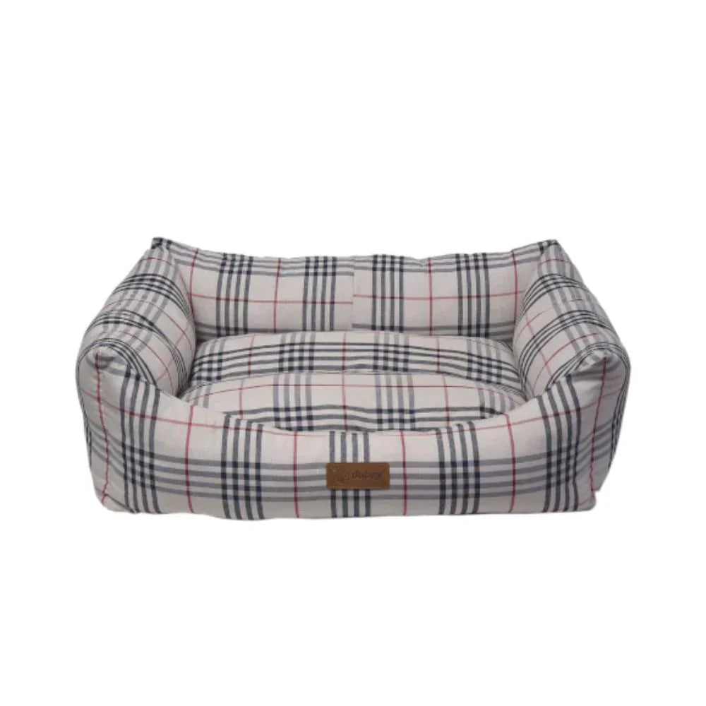 فيلاين قو سرير مستطيل كاروهات للقطط والكلاب لون رمادي فاتح | صيدلية.كوم.