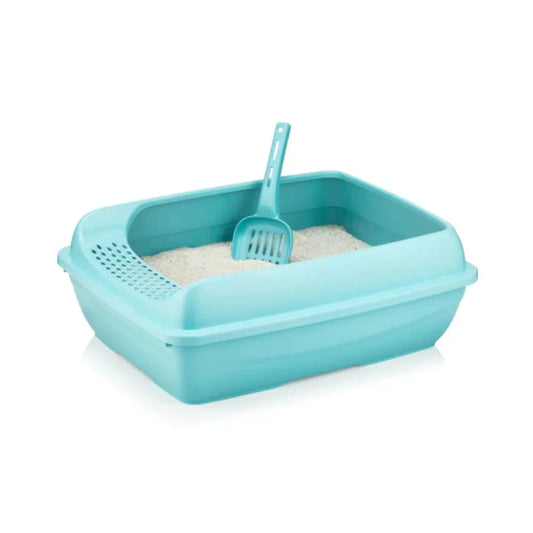 فلاين قو حوض رمل مفتوح مع مصفاة ومجراف للقطط لون سماوي |  صيدلية.كوم.