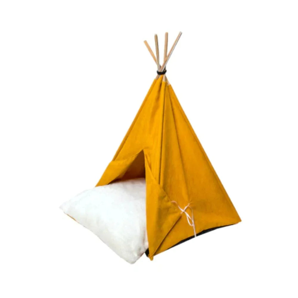 فيلاين قو كب كيك سرير شكل خيمة للقطط والكلاب لون اصفر | صيدلية.كوم.