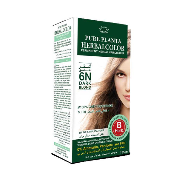 هيربل كلر صبغة نباتية دائمة 6N أشقر غامق 135 مل.