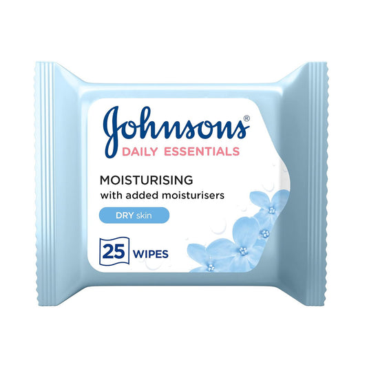 جونسون مناديل منظفة ومغذية للوجه 25 قطعة ازرق
