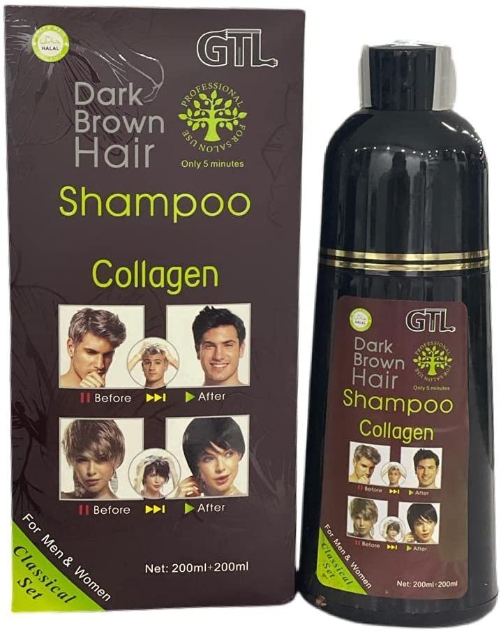 جي تي ال شامبو صبفة الشعر بالكولاجين في5دقائق-بني داكن 200 مل.