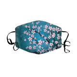 كمامة وجه قماش ملونة زهور زرقاء.