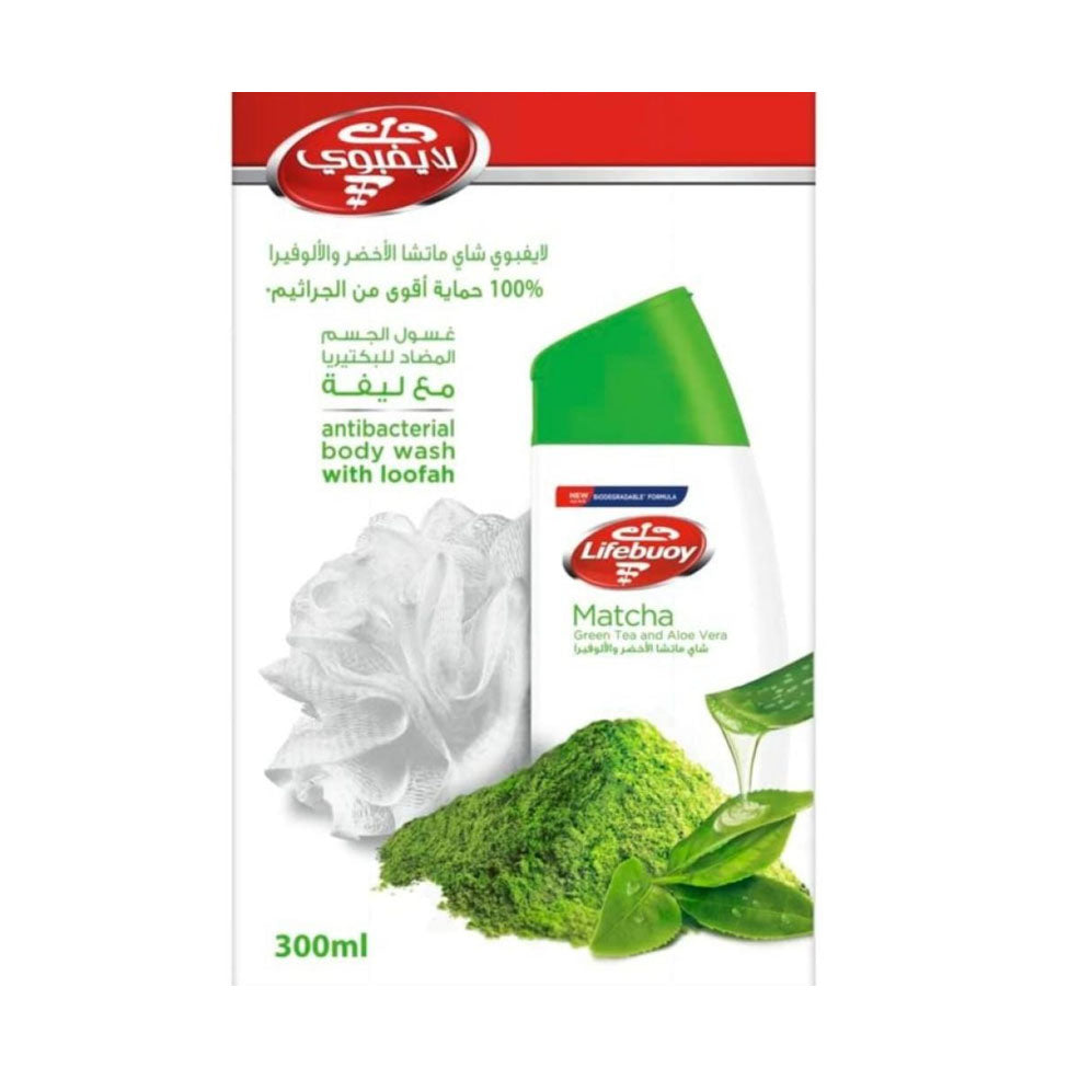 لايف بوي سائل استحمام شاي متاشا مع ليفة