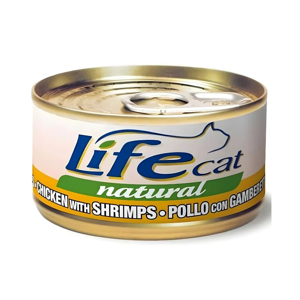 لايف كات طعام رطب للقطط بنكهة الدجاج مع الجمبري 85غ |  صيدلية.كوم.