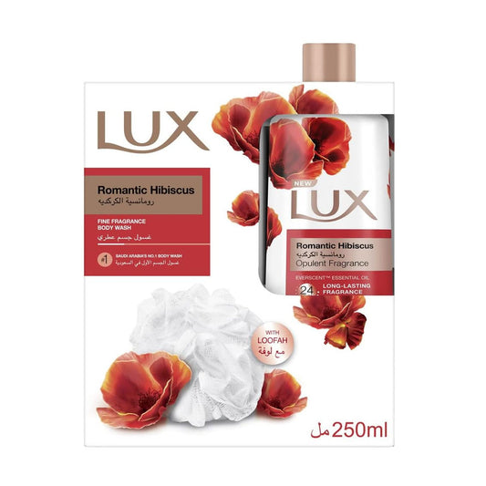لوكس سائل استحمام رومانسية الكركديه مع ليفة