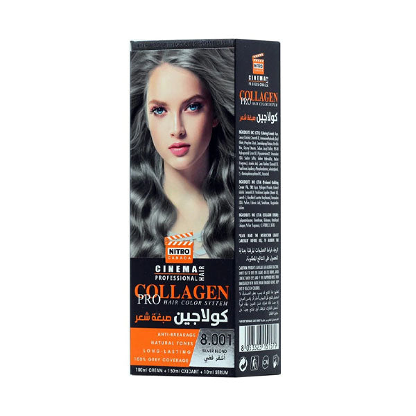 نيترو كندا كولاجين صبغة شعر 8.001 أشقر فضي.