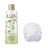 Lux silky texture shower gel 250 ml with loofah