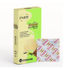 اينجوي واقي ذكري بنكهه ايس كريم الفانيلا بريميوم 12 قطعة | صيدلية.كوم.