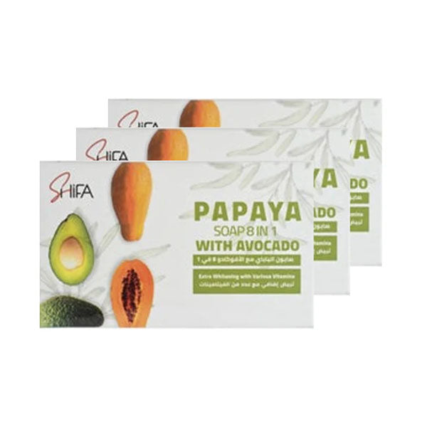 عرض صابون شفا باباي 1×8 بالأفوكادو 135 جم 3 علب |  صيدلية.كوم.