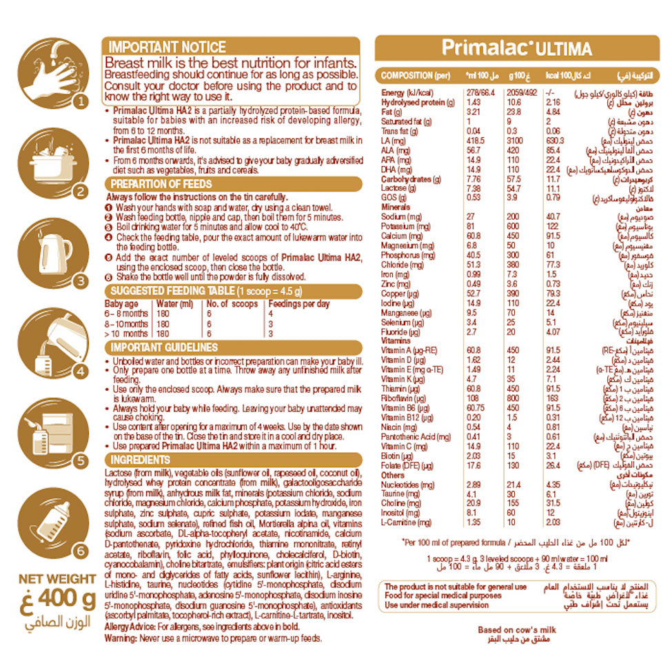 بريمالاك التيما HA 2 حليب أطفال 400 جم |  صيدلية.كوم.