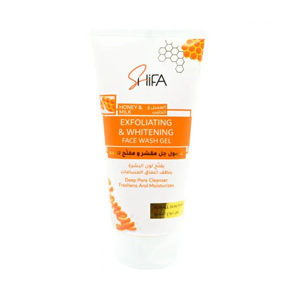 شفا غسول جل مقشر ومفتح للوجه بخلاصة العسل والحليب 150 مل |  صيدلية.كوم.