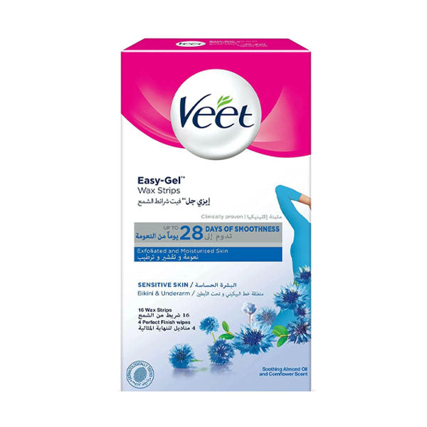 شرائح فيت الشمعية لإزالة الشعر على البارد من منطقة البكيني والإبطين للبشرة الحساسة 16 شريحة.