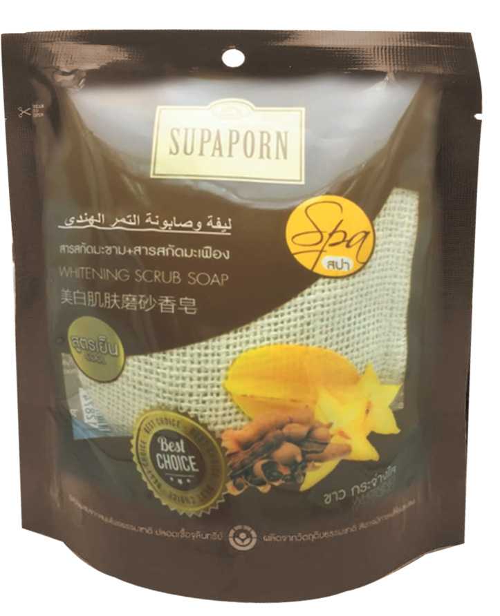 سوبابورن صابون التمر الهندي ألمقشر والمبيض مع ليفة 70 جرام.