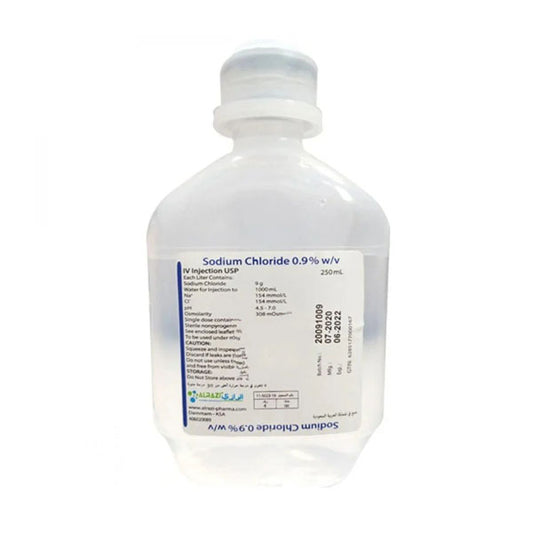 محلول كلوريد الصوديوم 0.9% 250 مل |  صيدلية.كوم.