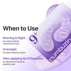 Numbuzin Hydrogel patches for under the eye with collagen and NAD+ No. 9+ - 8 grams × 5 pairs