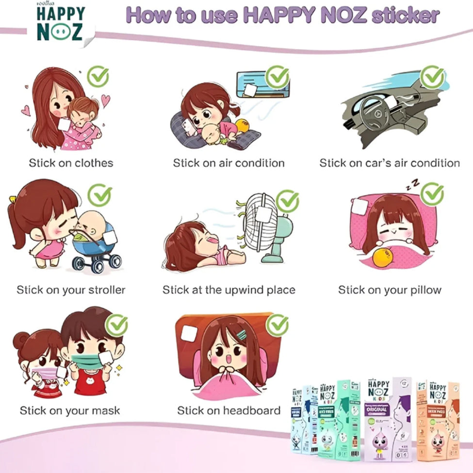 Happy Noz Patch For Children Relieves Runny Nose Antibacterial With Tea Tree Oil Organic 6 patches
