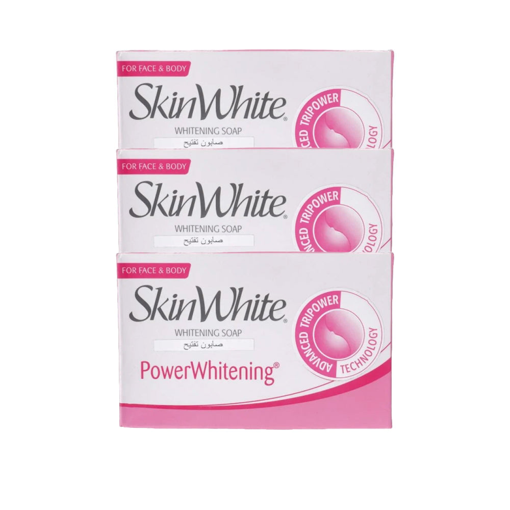 صابونة تفتيح الوجه والجسم باور وايتنينغ 90 جم ×3 من سكن وايت |  صيدلية.كوم.