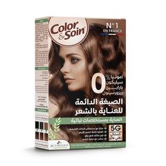 Ammonia-Free Hair Dye Kit Light Golden Chestnut 5G color-soin 135ml