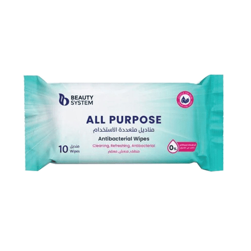 بيوتي سيستم مناديل متعددة الإستخدام خالية من الكحول 10 قطعة |  صيدلية.كوم.