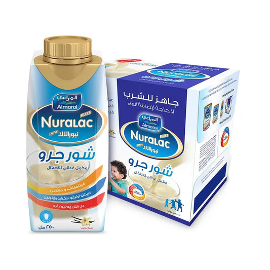 المراعي نيورالاك بلص حليب شورجرو 250 مل فانيليا من 1 سنة حتى 12 سنة ( 6 عبوات )
