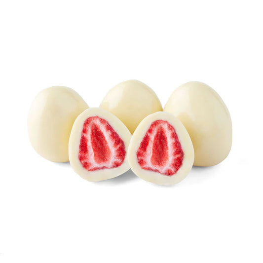 فراولة مجففة بالتجميد مغطاة بالشيكولاتة البيضاء 70 جم من إيزي بايتس |  صيدلية.كوم.