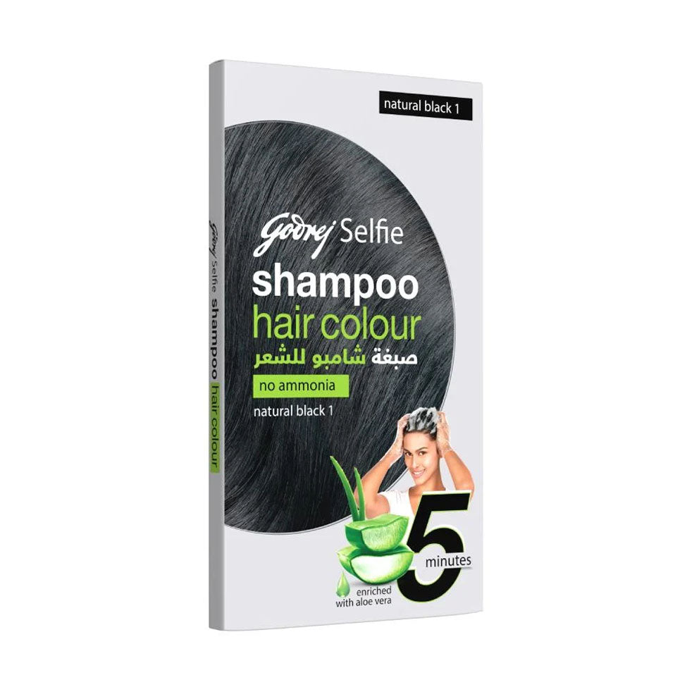 Godrej Selfie Hair Color Shampoo 1 Natural Black 18 Ml