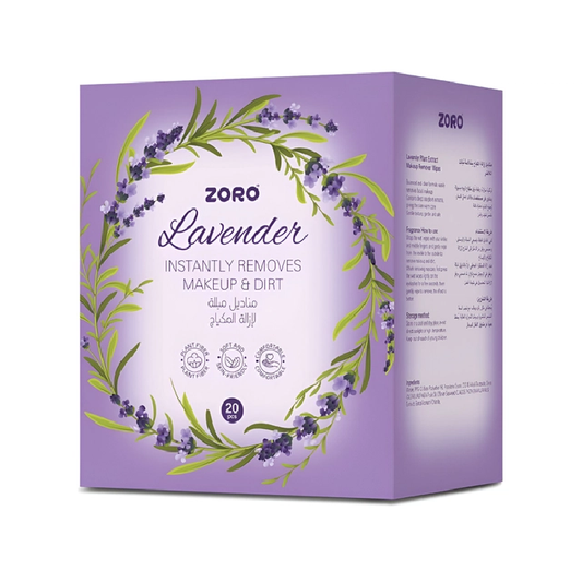 زورو مناديل لإزالة المكياج باللافندر 20 منديل