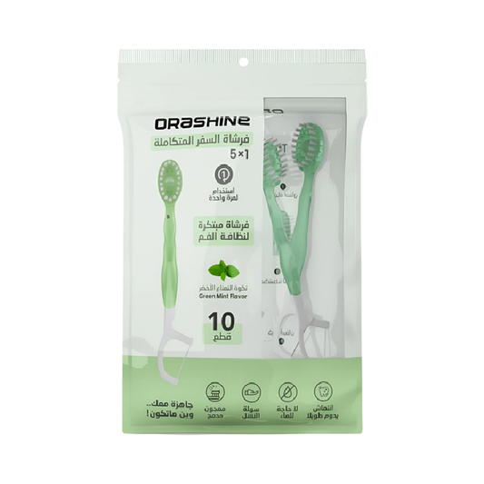 Orashine Brush And Toothpaste With Dental Floss 5 In 1 Green
