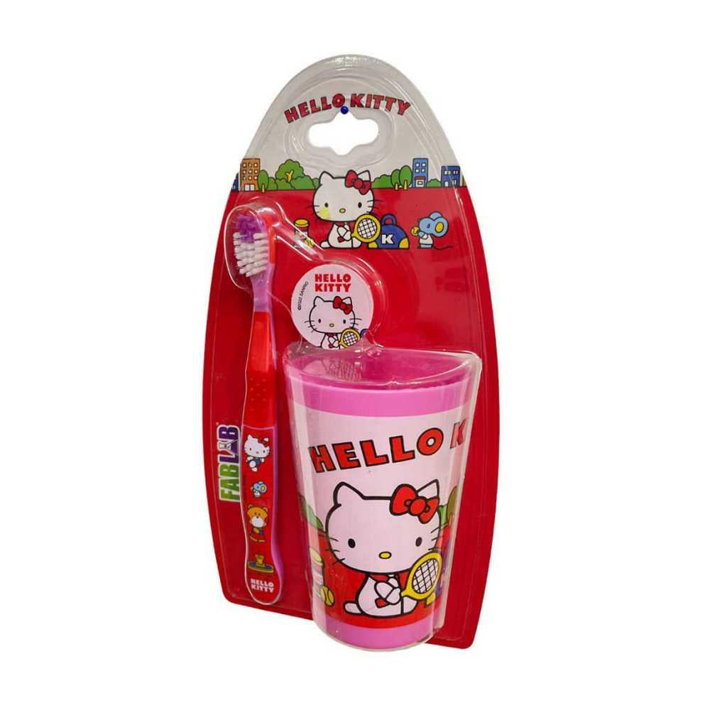فرشاة أسنان ناعمة مع غطاء وكوب هيلو كيتي من نيكلودين |  صيدلية.كوم.