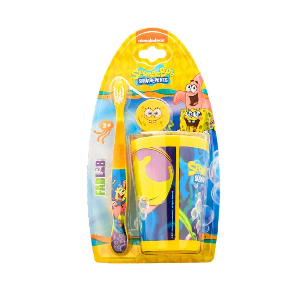 فرشاة أسنان ناعمة مع غطاء وكوب سبونج بوب من نيكلودين |  صيدلية.كوم.