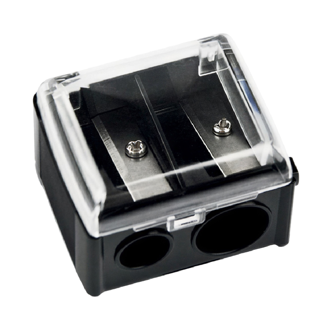 Trendy Sharpener Double Opening Makeup With Black Transparent Lid