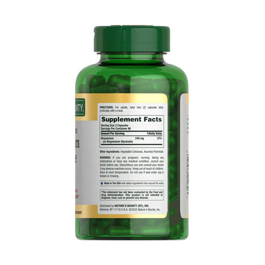 ناتشر باونتي مغنيسيوم جلايسينات 240مجم لكل معيار/180 كبسولة |  صيدلية.كوم.