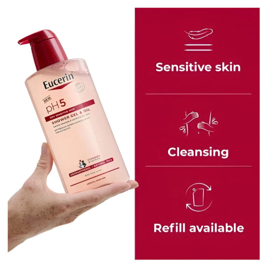 جل وزيت pH5 للأستحمام للبشرة الجافة والحساسة 400 مل من يوسرين |  صيدلية.كوم.